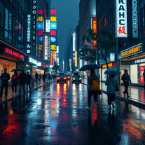 Hyperreal Street Rain Genre: Street Photography / Cinematic