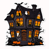 Haunted house halloween sticker icon