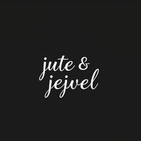 "jute & jewel" calligraphy logo black and white