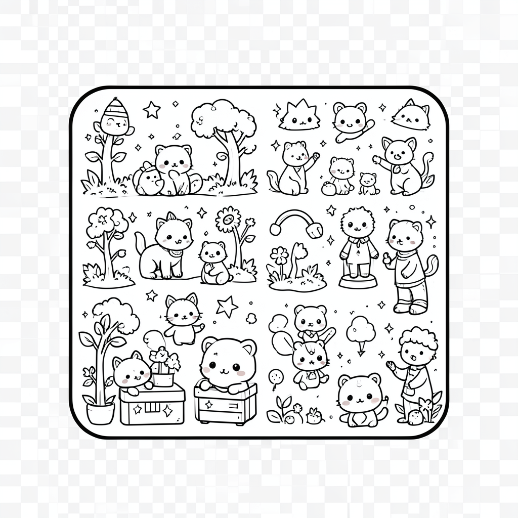 kawai coloring book idea gener