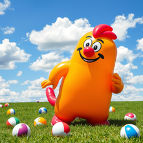 Laught in a Funny Action Pose on a Sunny Day