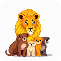 Madre leona y sus cachorros