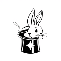 Magic Rabbit Black & White Cartoon Image Generator
