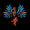 Mascot phoenix logo in black background icon