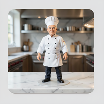 Miniature Chef on the Marble Counter