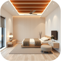 Minimalist Bed Room Designer with sheetboard, wallpanel, led strip and phomi material