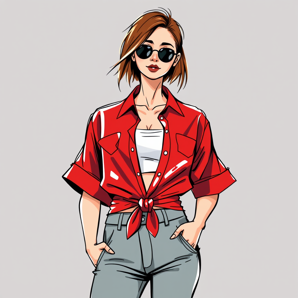 Modern Red & Black Fashion Sketch Illustration