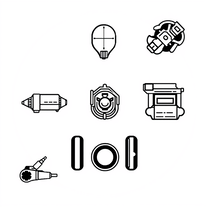 🤖 Monochrome Flat Sci-Fi Icons – Technology