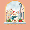 My pet watercolor illustration in xmas. icon