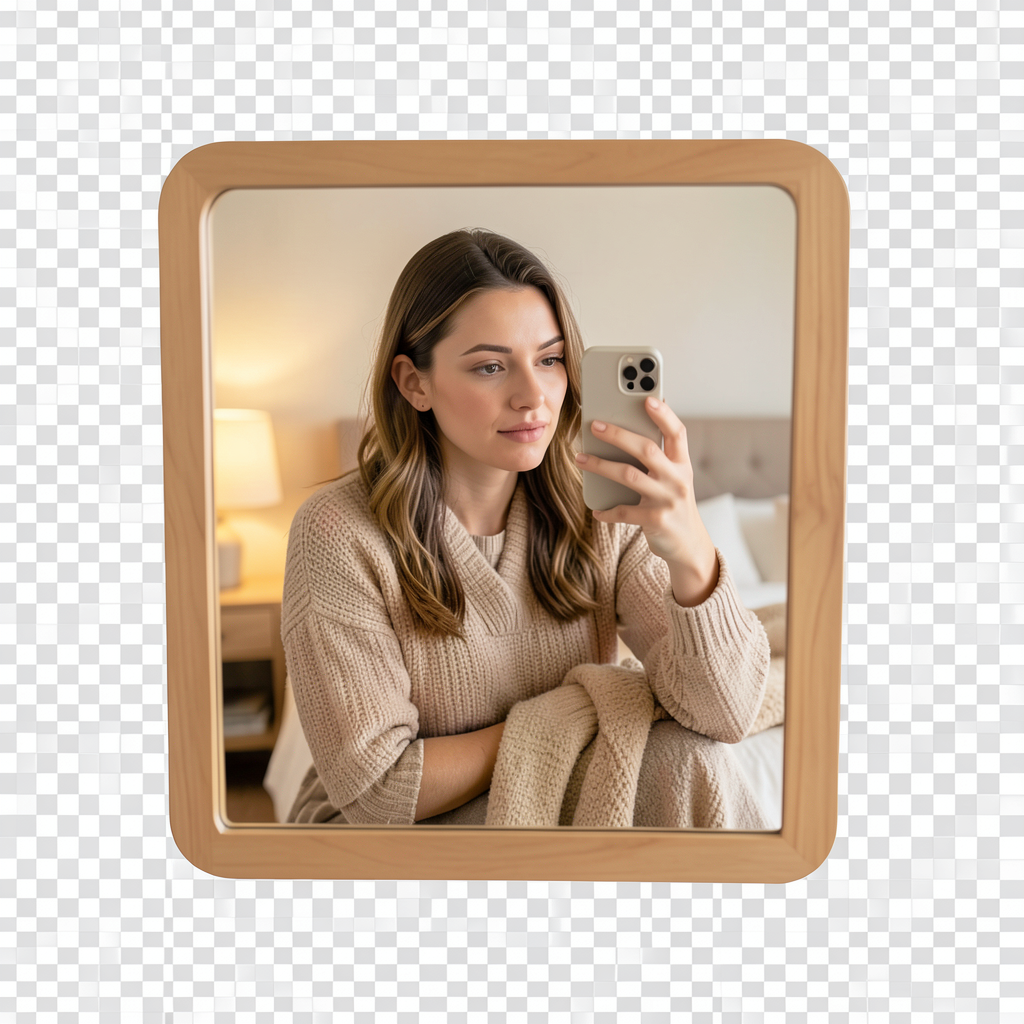 Natural Mirror Selfie – Warm Lifestyle Aesthetic