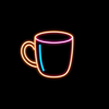 Neon mug sticker icon