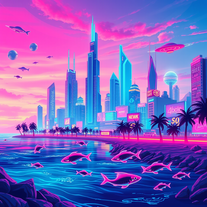 Neon Vaporwave Synthwave aesthetic