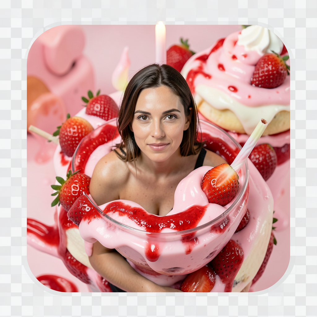Perched on the Colossal Strawberry Milkshake