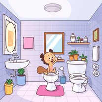 Picture to cartoon in the bathroom