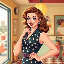 Pin up style woman art