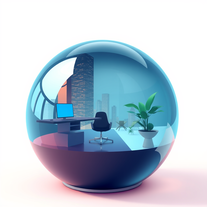 Professional 3D architect and designer in the shape of glassball