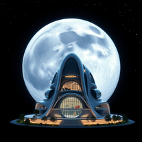 professional architect and designer 3d with moon