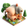 Professional designer  isometric house doughy shape, 5d rendered, 100K
