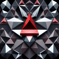 Red and silver grey glossy triangles abstract technology background