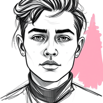 Red Confidence – Grunge Portrait Sketch