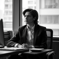 Reflective Pause by the Window