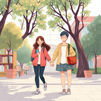 School Couple image generater
