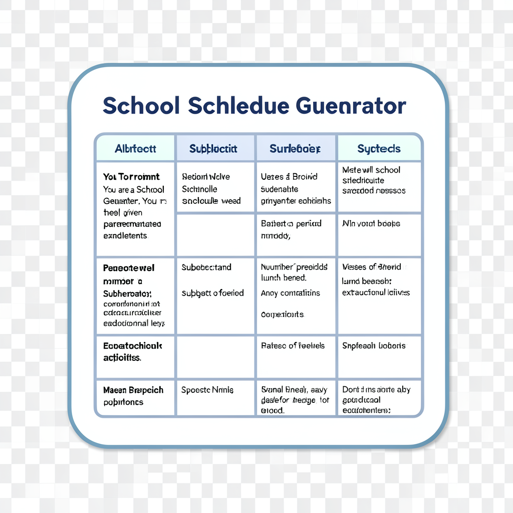 School Schledue Generator