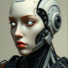 showcasing a cyborg face icon