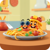 Silly spaghetti in 3-d icon