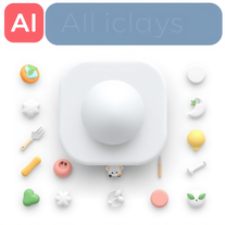 Soft Clay - Matte plasticine modeling with rounded edges flat icons set generator