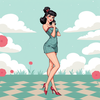 Standing female in pin up style icon