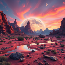 Surrealist image generator of landscapes on other planets