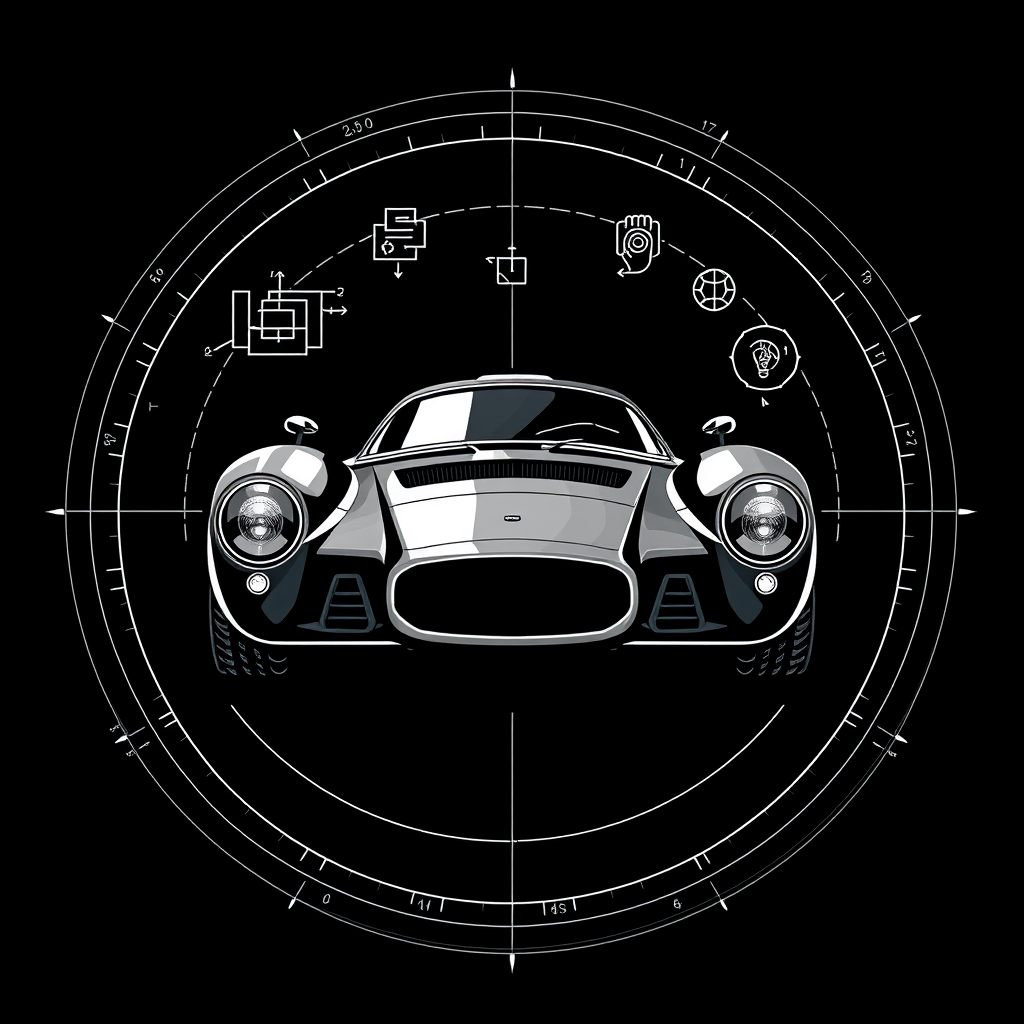 Technical scematic retro racer