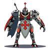 un robot mech con all&#039;interno un cavaliere medievale icon