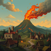 un vulcano medievale che erutta icon