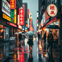 Urban Neon and Rain
