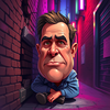 Vivid Caricature in a Dramatic Urban Scene icon