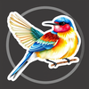 Watercolor bird sticker icon