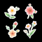 Watercolor vector style cute flower sticker generation in black background icon