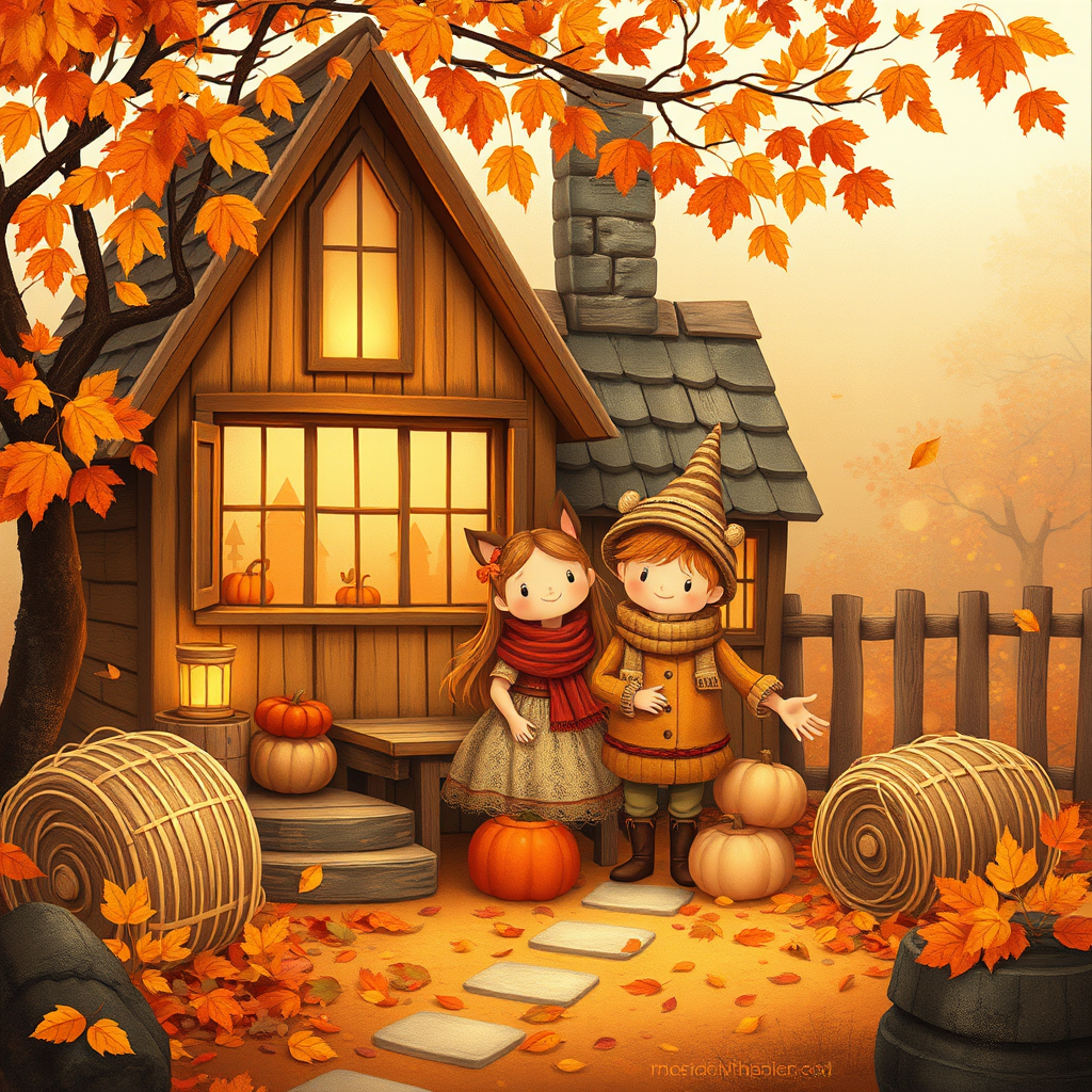 Whimsical Autumn Fairytale Characters Art