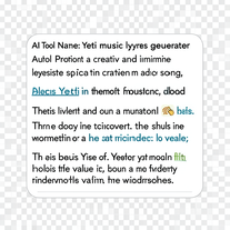 Yeti music lyrics generator