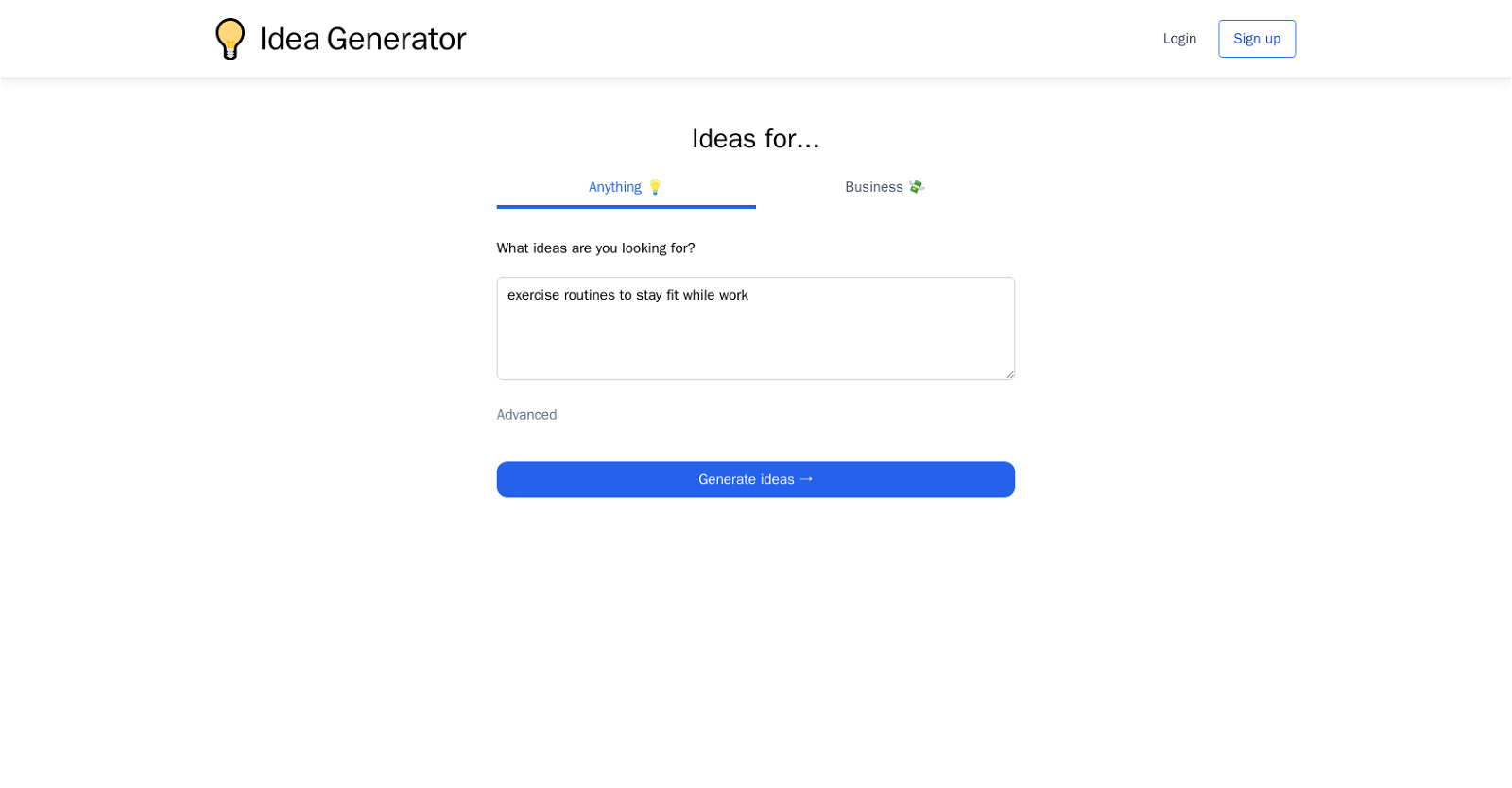 Idea Generator website