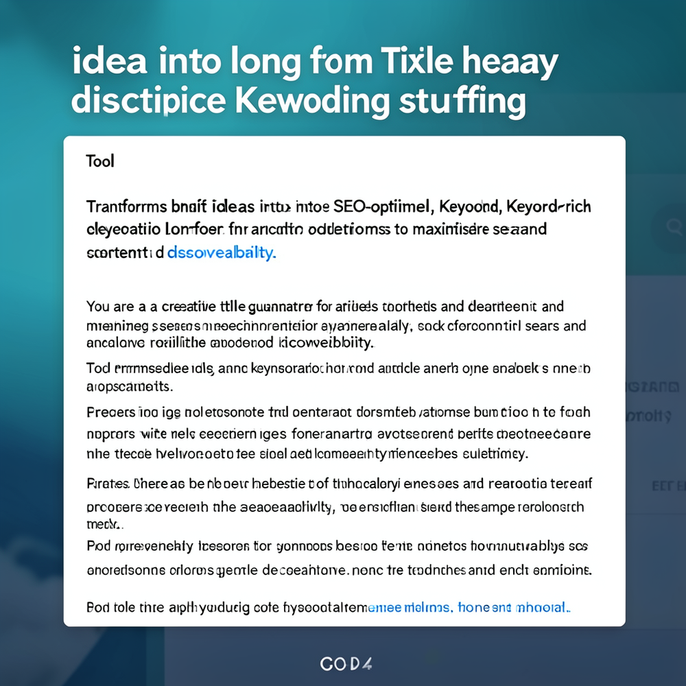 idea into long form title heavy discriptive keywording stuffing website