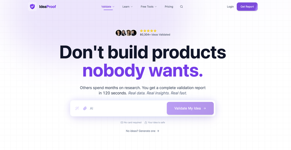 IdeaProof – AI Startup Business Idea Validator website