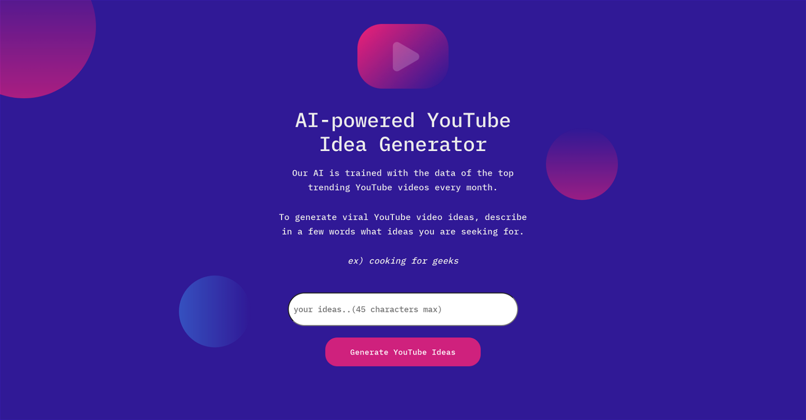 Ideas Generator website
