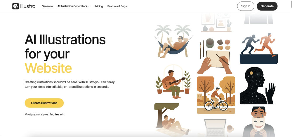 Illustro - AI Illustration Generator website