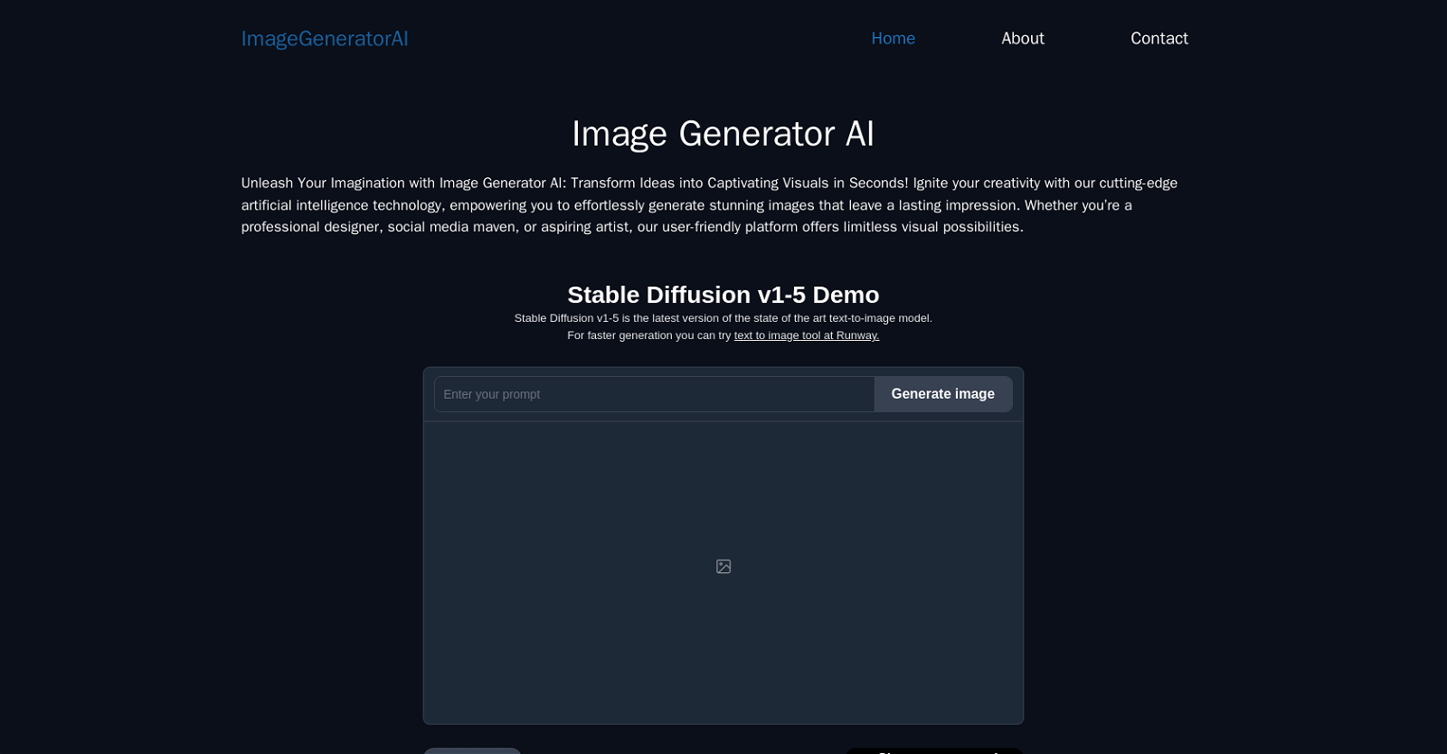 Image Generator AI website