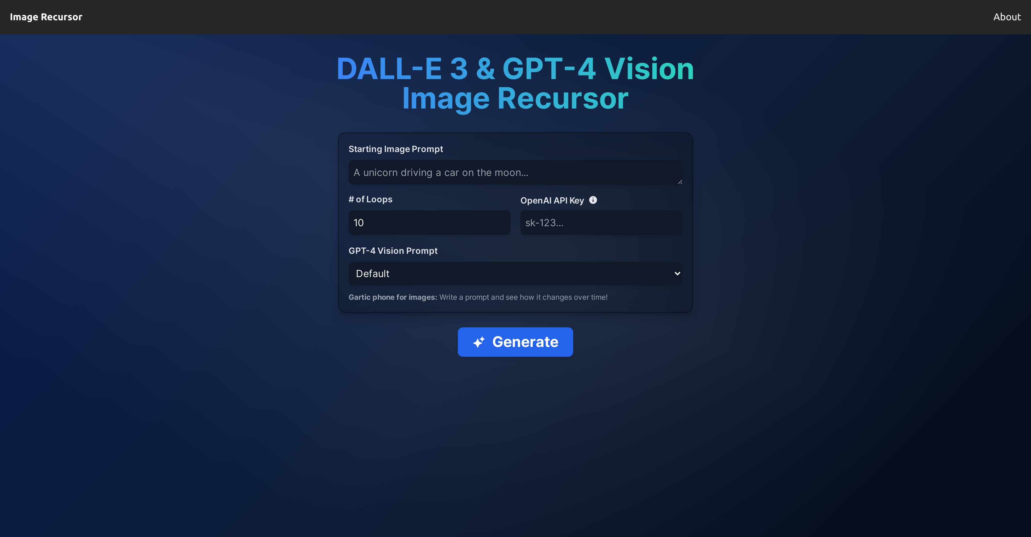 Image Recursor website