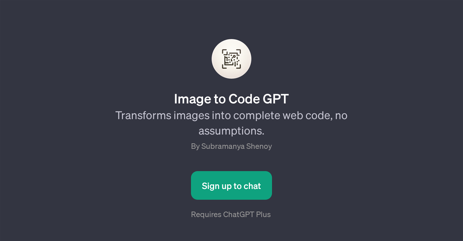 Image to Code GPT website