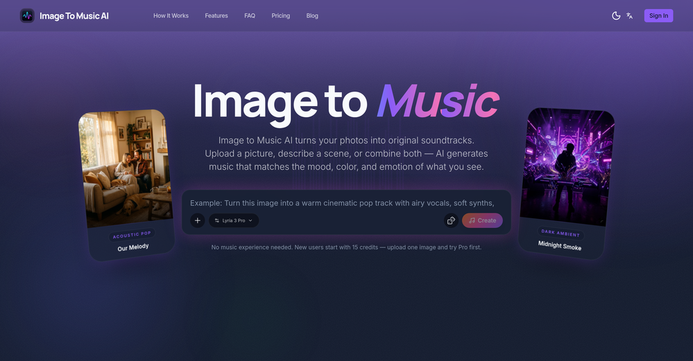Image to Music AI.com website